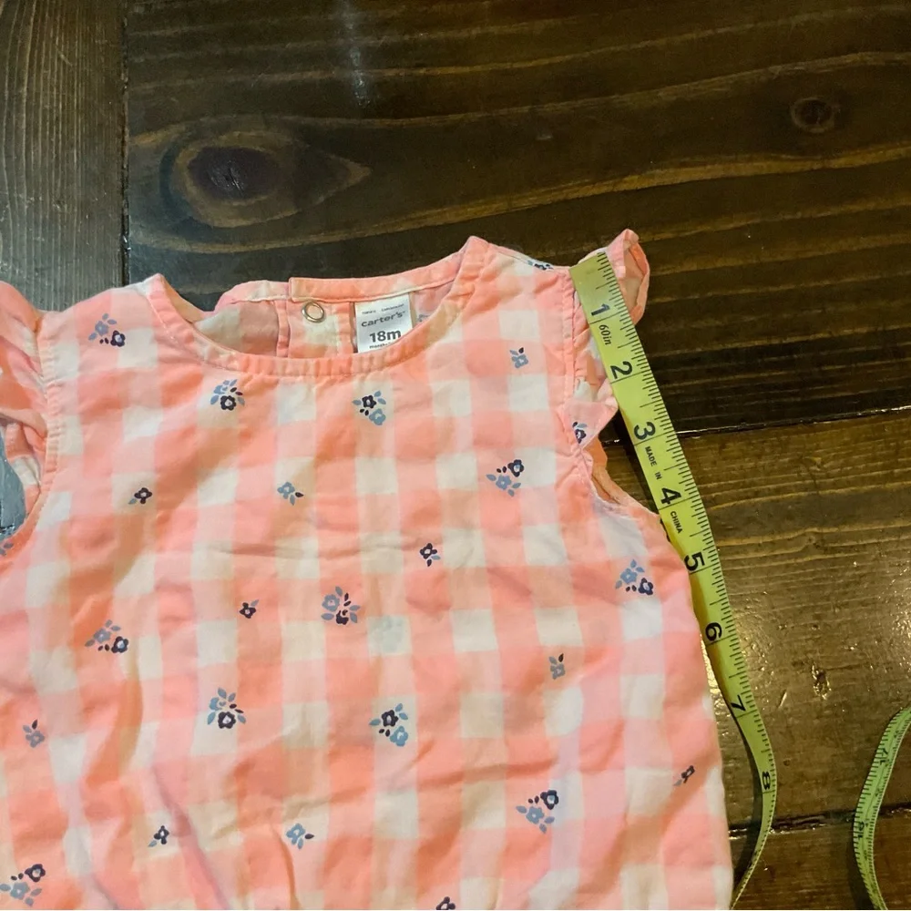 Carter's Pink and White Jumpsuit with Ruffled Sleeves